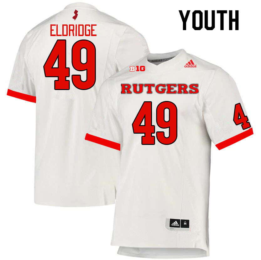 Youth #49 Jake Eldridge Rutgers Scarlet Knights College Football Jerseys Stitched Sale-White